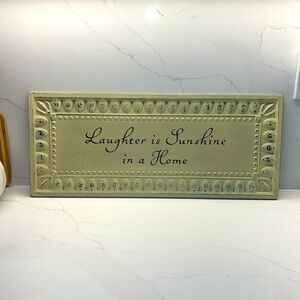Made to look vintage shabby chic Tin sign “ laughter is sunshine in a home”